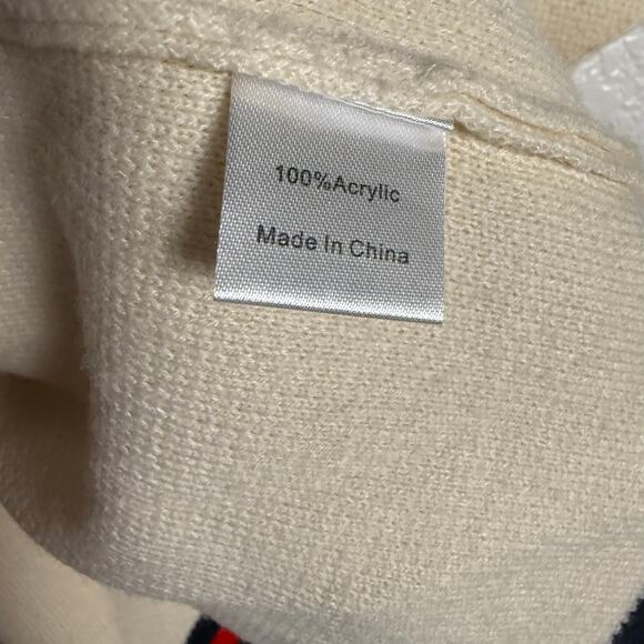 Tuckernuck Camden Ivory Striped V-Neck Soft Knit Poncho Cape Sweater One Size - Picture 15 of 15